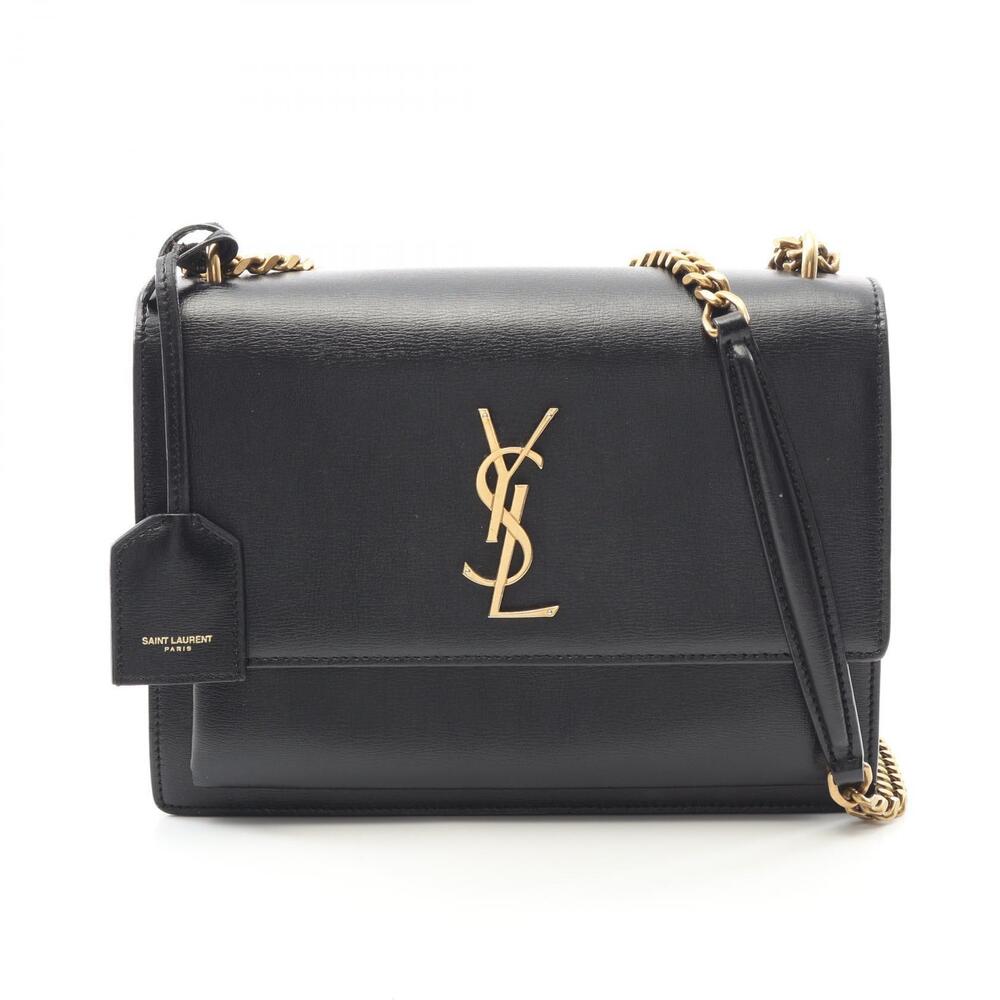 Saint Laurent Sunset Shoulder Bag Leather Black